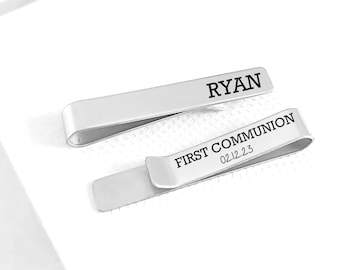 Personalized First Communion Gift, Boy's First Communion Tie Clip, Gift 1st Communion Tie Bar Boy, Confirmation tie clip