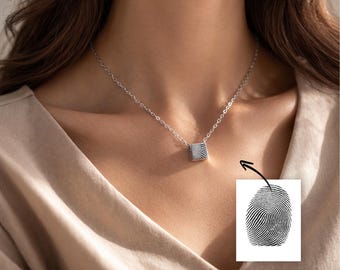 Collar de urna con huella dactilar personalizado para cenizas – Joyería conmemorativa personalizada para mujer – Colgante de cremación con huella dactilar – Regalo de condolencia
