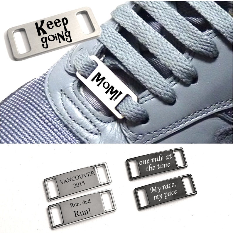 Shoe lace tags, custom engraved Running Shoe Tags for mom, Marathon Runner gift, Running trainers charm for dad, personalized gits for mom image 4