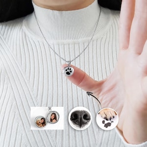 Halsband med litet minnesmärke för husdjur, personligt medaljong med tass- eller näsavtryck, gåva för förlust av hund, minneshalsband för katt, personlig husdjursgåva