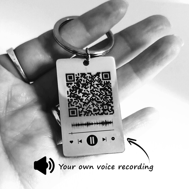 Soundwave QR Code Keychain Voice Memorial Gift Voice Etsy Canada