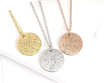 Night sky star map necklace for woman, mom birthday necklace, custom engraved anniversary necklace for girlfriend or wife, best friend gift.