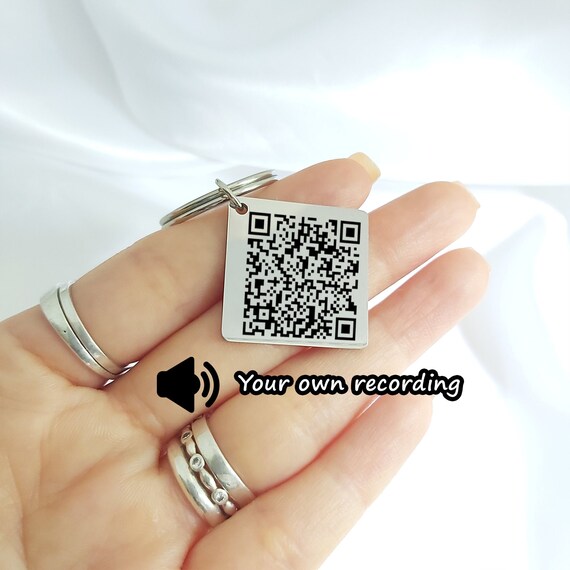 Voice Recording QR Code Keychain Custom Engraved Square Song Etsy