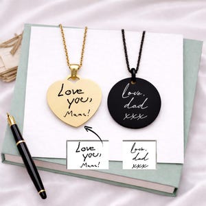 Collar con escritura a mano, joyería conmemorativa con firma en forma de corazón, joyería para el duelo, regalo por la pérdida de un ser querido, regalo de condolencia, pérdida del padre, pérdida de la madre