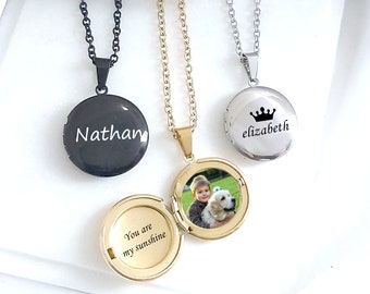 Locket for kids, custom engraved round small locket necklace for children, personalized gifts for teenage girls and boys, child gift