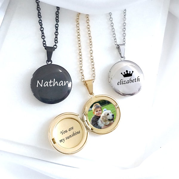 Locket for kids, custom engraved round small locket necklace for children, personalized gifts for teenage girls and boys, child gift