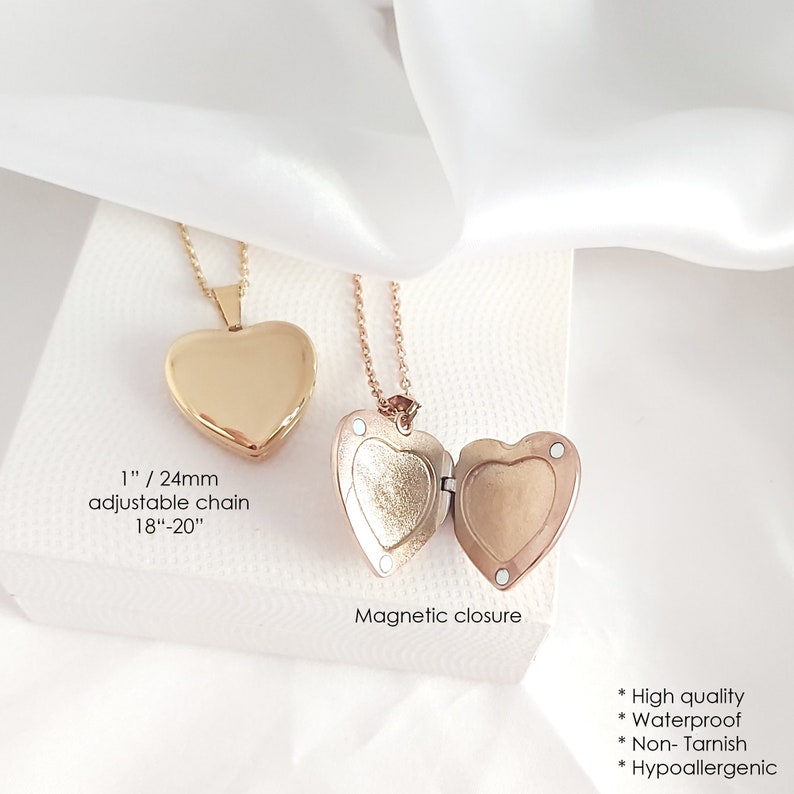 Custom engraved gold heart locket for photo, pendant with picture, personalized birthday gifts for mom, grandma, sister, mothers day gift image 5