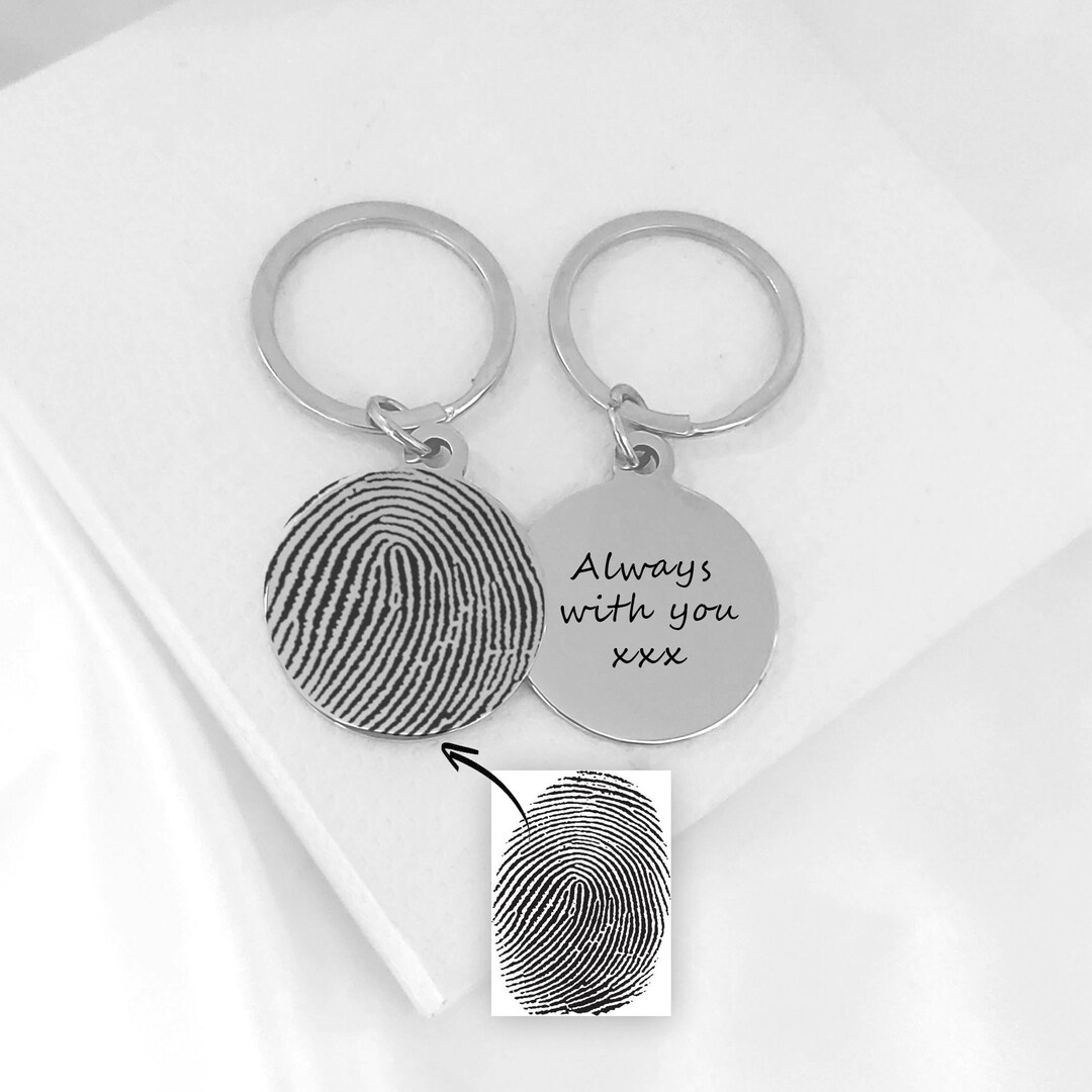 Fingerprint Keychain, Fingerprint Memorial Jewelry, Grief Jewelry, Loss