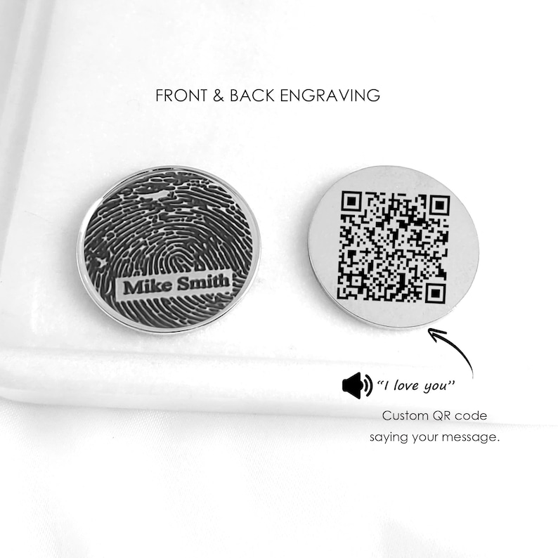 Personalized golf hat magnetic clip and ball marker engraved with fingerprint or your own handwriting, memorial gift, loss of dad, grandad image 6