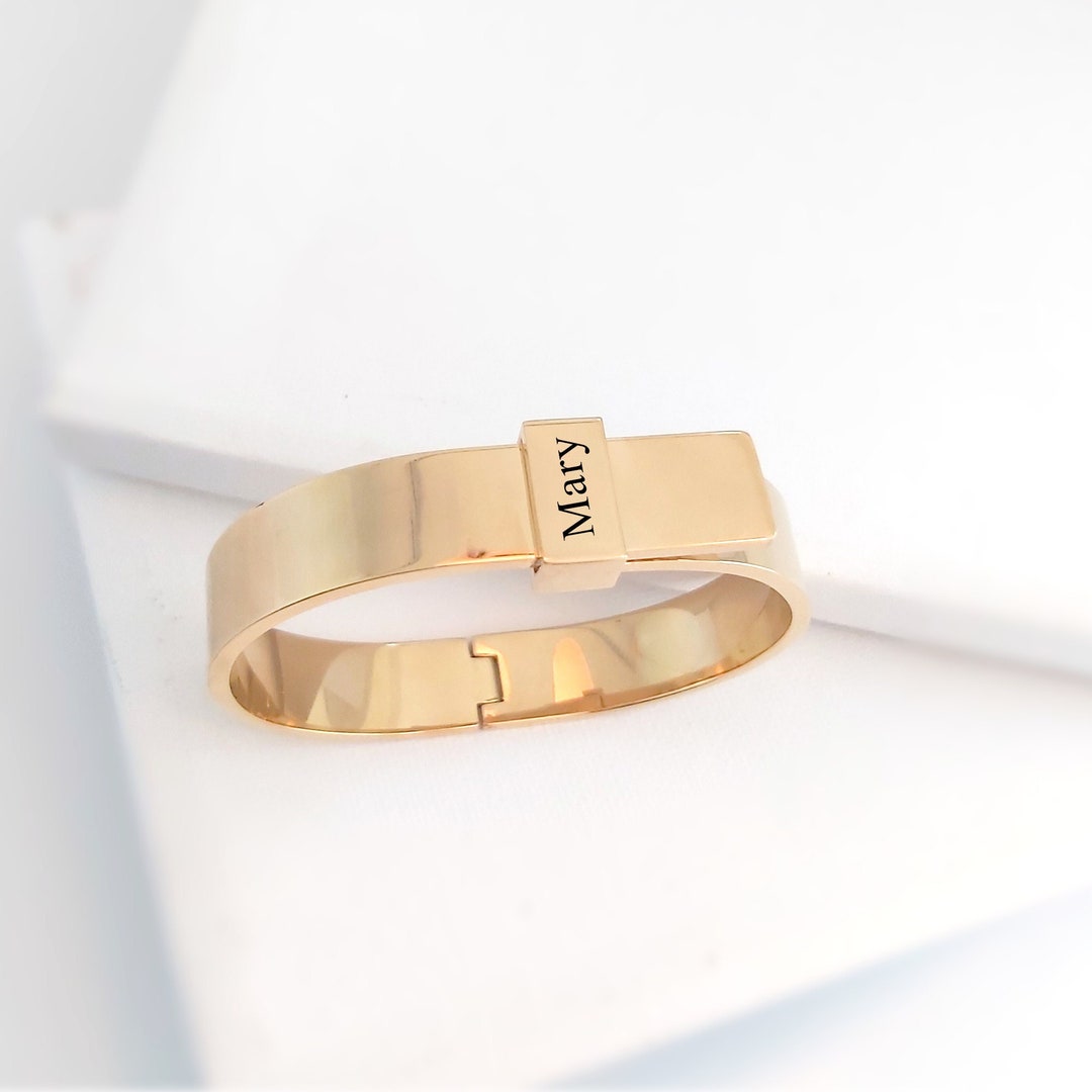 Gold Bangle With Name Custom Engraved Belt Statement Cuff for - Etsy Canada