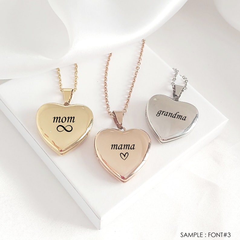 Custom engraved gold heart locket for photo, pendant with picture, personalized birthday gifts for mom, grandma, sister, mothers day gift image 2