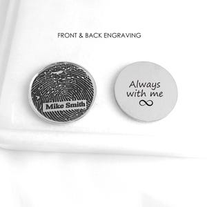Personalized golf hat magnetic clip and ball marker engraved with fingerprint or your own handwriting, memorial gift, loss of dad, grandad image 5