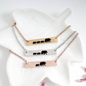 Mama bear necklace with cubs, Mothers Day gifts for mom, mama necklace, custom birthday gift for mom, mom necklace, Christmas gift for mum image 2