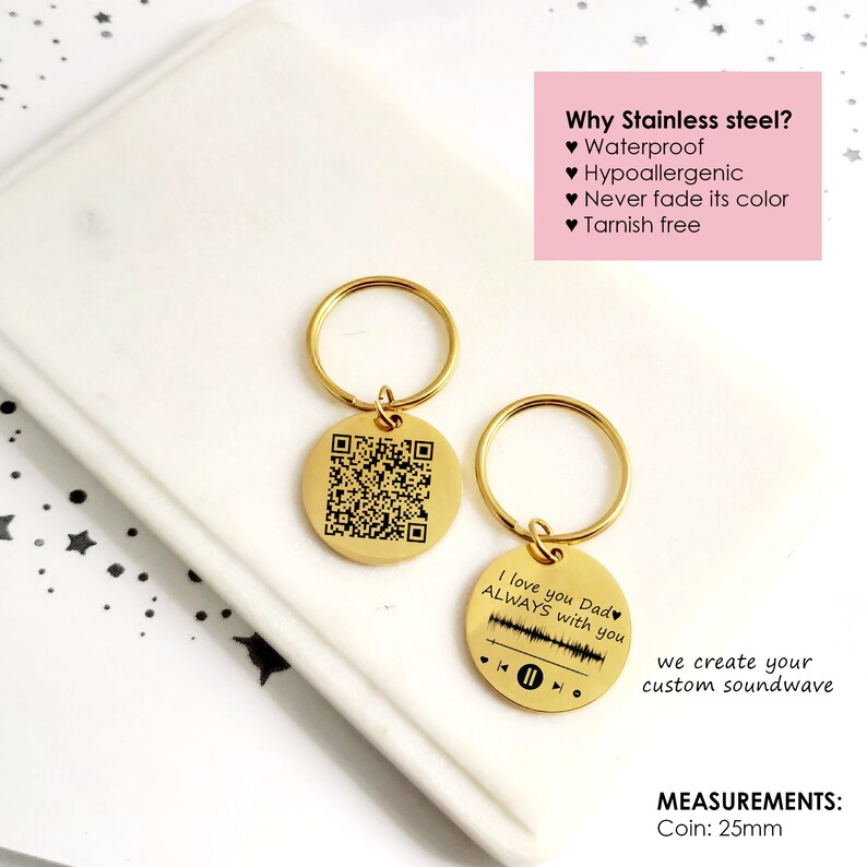 QR Code Keychain Soundwave Art Voice Memorial Gift Voice Etsy Canada