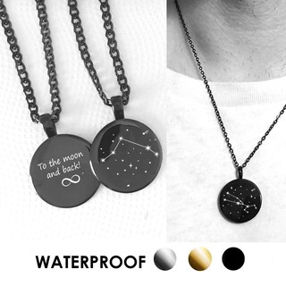 Caimeytie Collana Uomo Acciaio Inox Con Ciondolo Segni Zodiacali Multicolore - 60cm, Regalo Per Lui