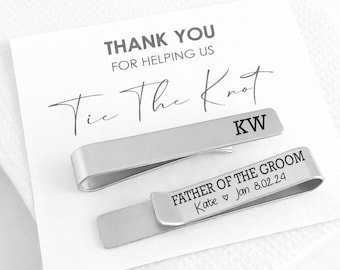 Personalized Custom Engraved Wedding Tie Clip, for Father of the Bride, Father of the Groom, Groomsmen, Best Man, Brother of the Bride