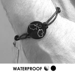 Zwei-Länder-Armband für Männer, Fernbeziehung Valentines Geschenkideen für Freund, zweites Zuhause zwei Zustands-Lederarmband