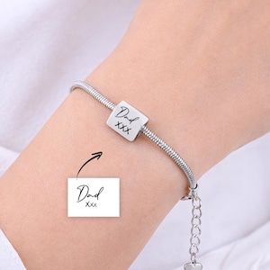 Ciondolo per urna personalizzato per ceneri – Ciondolo per braccialetto commemorativo con scritta a mano per papà – Gioielli per cremazione da donna