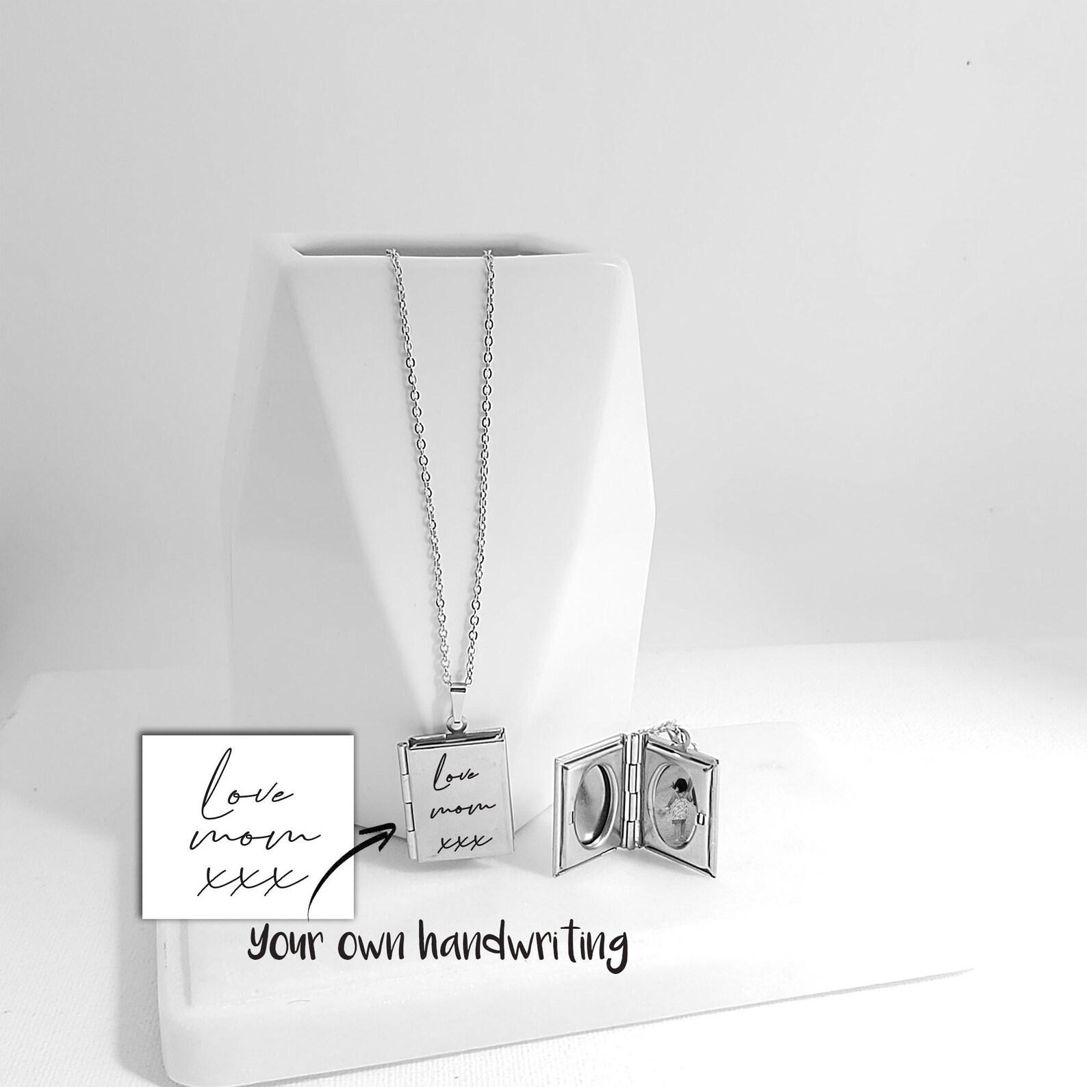 Custom Book Locket Necklace for Photo Engraved With Your Own Etsy Canada