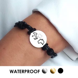 Bracelet personnalisé pour deux pays, idée cadeau pour une relation longue distance pour la Saint-Valentin pour petite amie, bracelet pour résidence secondaire deux pays.