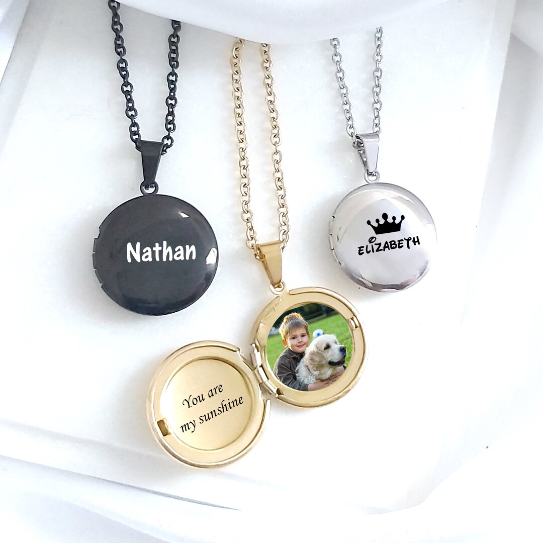 Locket for Kids Custom Engraved Round Small Locket Necklace Etsy