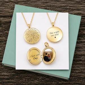 Custom engraved astrology night sky star map locket necklace with photo for girlfriend, personalized anniversary & Valentines gifts for her