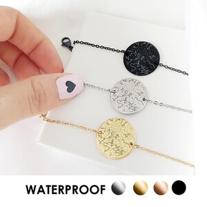 Pulseira personalizada com mapa estelar do céu noturno para mulheres, presente de aniversário personalizado gravado para namorada, pulseira de astrologia de aniversário para ela.