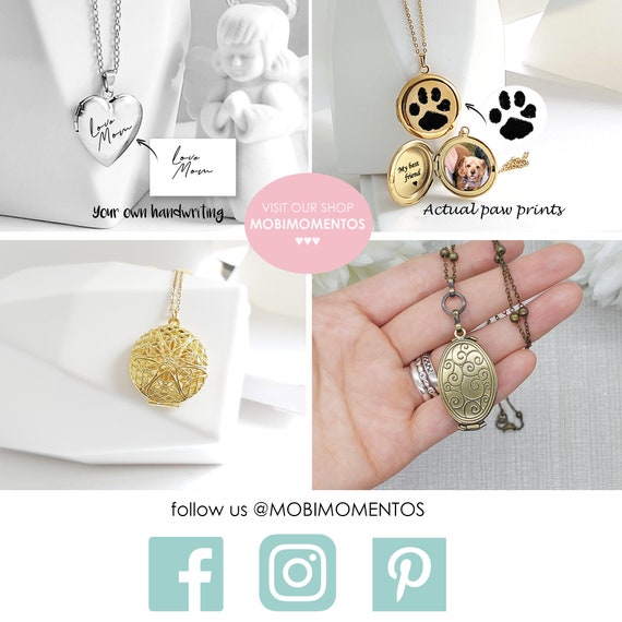 Gold Heart Locket Necklace Custom 