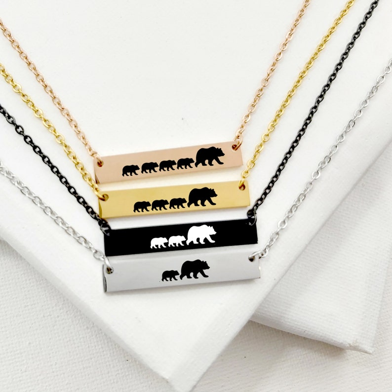 Mama bear necklace with cubs, Mothers Day gifts for mom, mama necklace, custom birthday gift for mom, mom necklace, Christmas gift for mum image 5