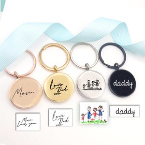 Llavero con medallón de escritura a mano, medallón de oro personalizado con foto, regalo conmemorativo de condolencias por cremación, pérdida de madre, pérdida de padre