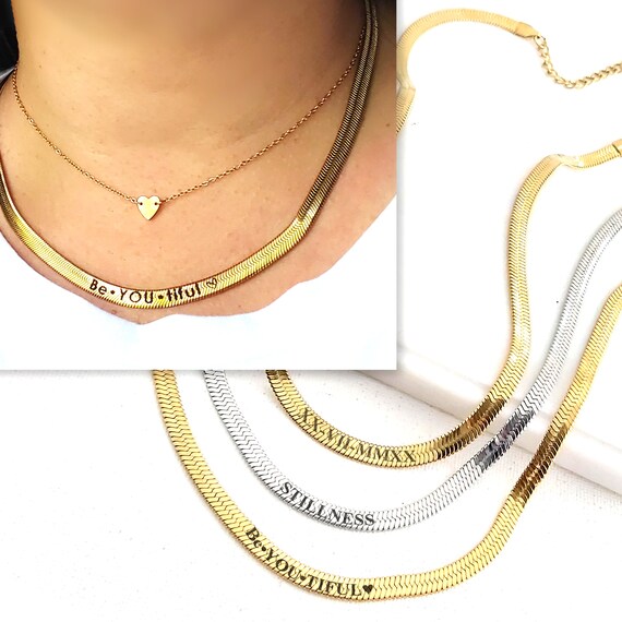 Name Choker Engraved Gold Chain 