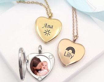Personalized heart teens locket with photo, custom engraved small locket for little girls and teens, 16th birthday gift, children locket.