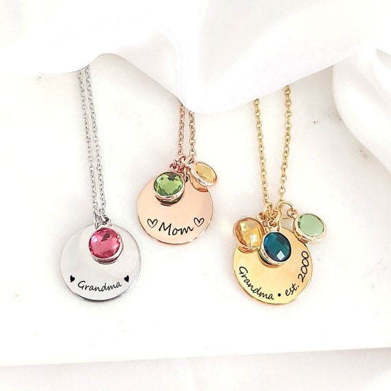 Grandma necklace, grandma birthstone necklace, personalized mom necklace, grandma jewelry, mama necklace, Christmas gifts for mom and nana.