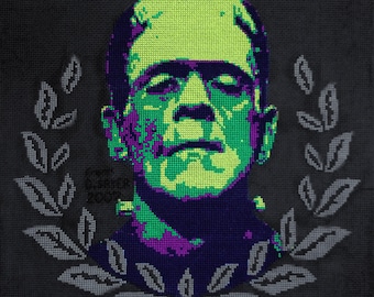 Frankenstein & Wreath Cross-Stitch Pattern - Instant Download pdf