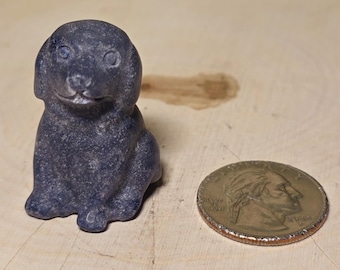 Mini Blue Adventurine Dog, Small Keepsake, Small Carving.