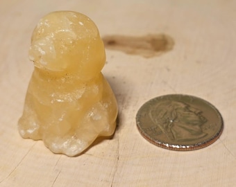 Mini Calcite Dog, Small Keepsake, Small Carving.