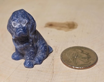 Mini Blue Adventurine Dog, Small Keepsake, Small Carving.