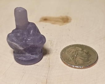 Mini Fluorite Middle Finger, Small Keepsake, Small Carving.