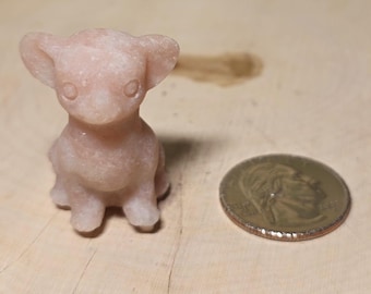 Mini Pink Opal Chihuahua, Small Keepsake, Small Carving.