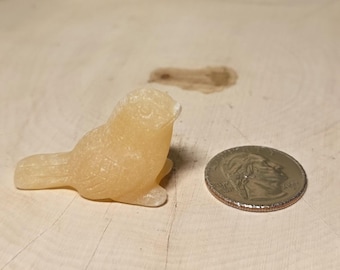 Mini Calcite Bird, Small Keepsake, Small Carving.