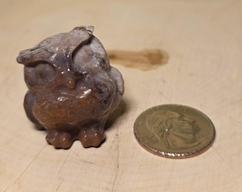 Mini Jasper Owl, Small Keepsake, Small Carving.