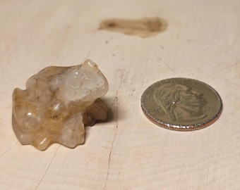 Mini Golden Healer Frog, Small Keepsake, Small Carving.