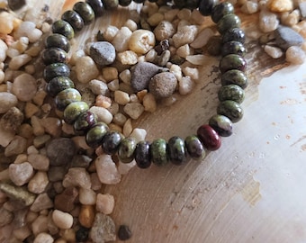 8mm Rondelle Dragons Blood Crystal Bracelet, 7" Elastic, Handmade