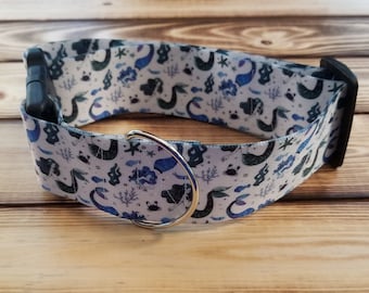 2" Width 15"-28" Mermaid Dog Collar or Martingale, Designer Collar, One of a Kind, 2 Inch Width, Mermaid, Ocean, Sea