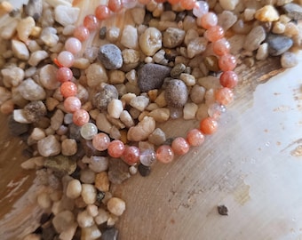 6mm Sunstone Crystal Bracelet, 7" Elastic, Handmade