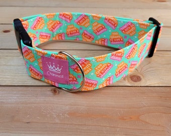 14"-29" Too Glam To Give A Damn Collar 2" Width, Medium, Large, XL, Pet Supplies, Swear Dog Collar, Explicit, Naughty Dog, Funny Dog