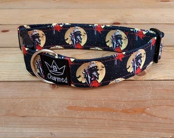 13"-26" Halloween Dog Collar 1.5" Width, Pet Collar, Holiday Collar, Scary Dog Collar, Medium, Large, Seasonal Dog Collar, Halloween