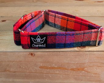 14"-27" Fido's Flannel Martingale Collar 1.5" Width, Pet Collar, Small, Medium, Large, XL, Dog Collar, Mammoth Flannel, Warm Collar, Plaid
