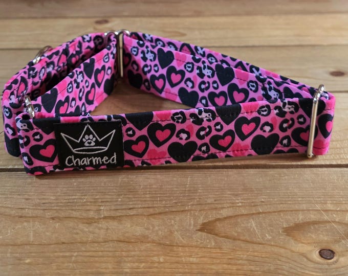 Featured listing image: 15"-28" Valentine's Day Martingale Collar 1.5" Width, Pet Collar, Medium, Large Dog Collar, XL, Holiday Collar, Love, Hearts, Woof You