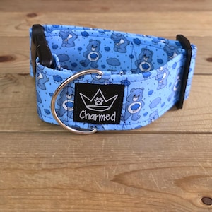 PETITE 11"-19" Dog Collar 2" Width, Pet Collar, Small, Fun Dog Collar, Grumpy Bear Dog Collar, Cartoon, Throwback, Buckle Collar, Summer